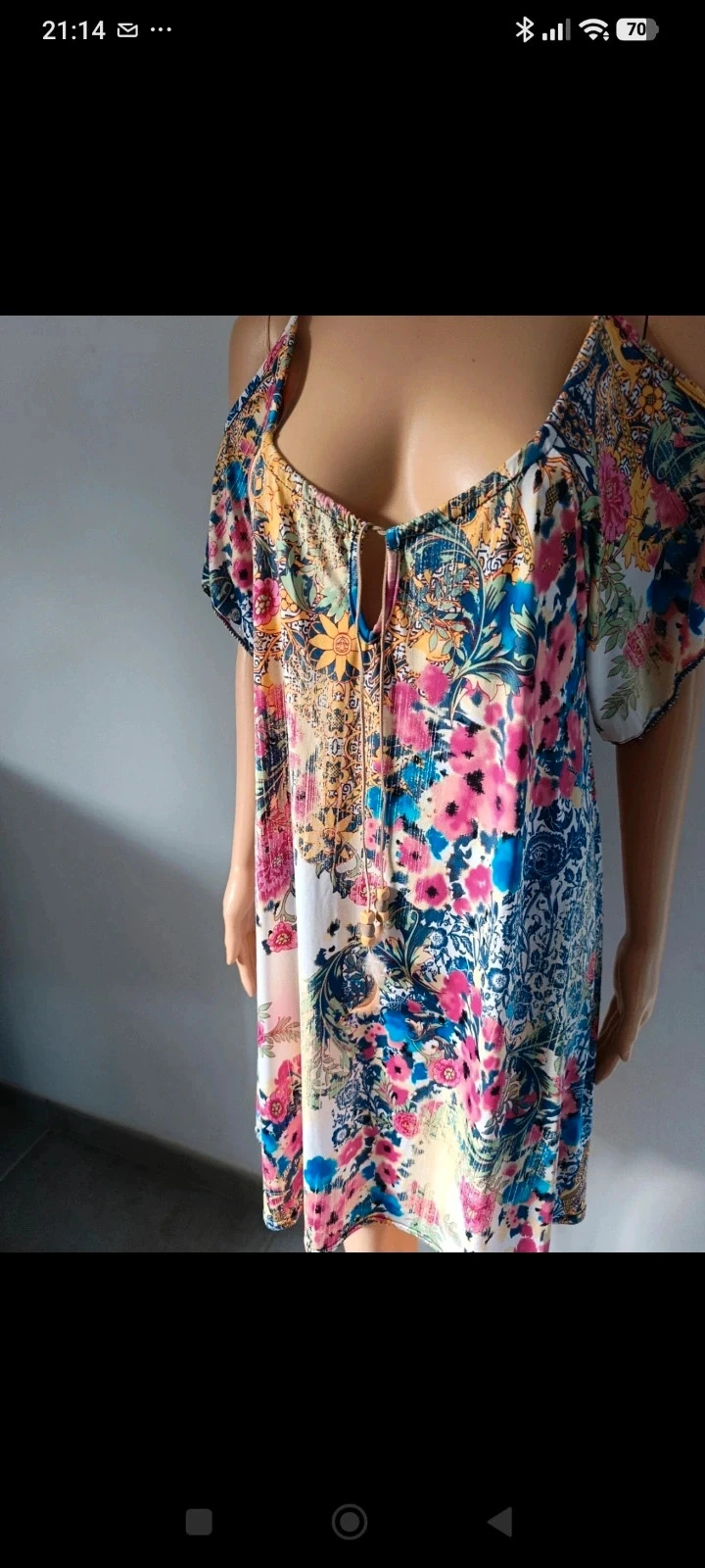 Robe femme bohème fleurie épaules dénudées multicolore T40 – photo 8